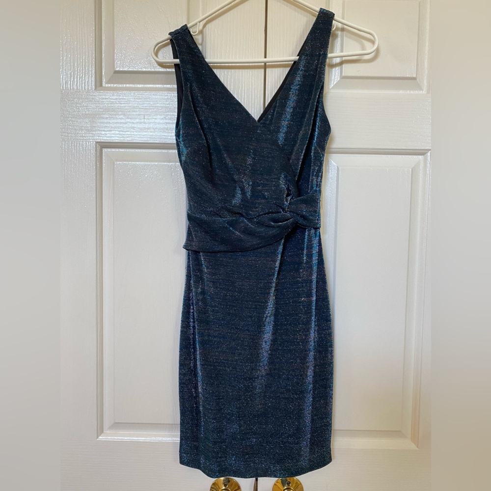 GUESS gorgeous navy blue shiny dress!! Only worn once. Great condition!